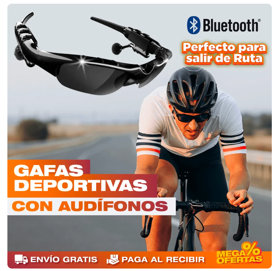 GAFAS DEPORTIVAS INALÁMBRICA BLUETOOTH CON POLARIZADOS